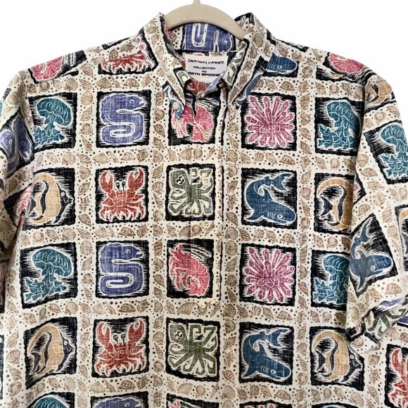 Reyn Spooner Dietrich Varez Mens Size L Sea Life Reverse Print 1/4 Popover Shirt - Picture 4 of 9